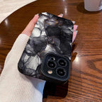 Protective Apple iPhone Back Cover - B/W Marble iPhone Textured Silicone Cases - Style 3