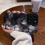 Protective Apple iPhone Back Cover - B/W Marble iPhone Textured Silicone Cases - Style 4