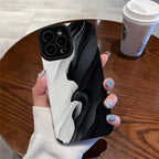 Protective Apple iPhone Back Cover - Black White Waves iPhone Textured Silicone Case