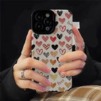 Protective Apple iPhone Back Cover - Hearts On White iPhone Textured Silicone Case - Style 2