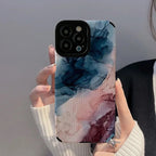 Protective Apple iPhone Back Cover - Blue Pink Abstract iPhone Textured Silicone Case