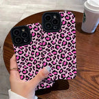 Protective Apple iPhone Back Cover - Pink Leopard iPhone Textured Silicone Cases - Style 4