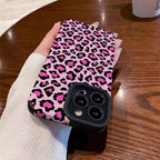 Protective Apple iPhone Back Cover - Pink Leopard iPhone Textured Silicone Cases - Style 3