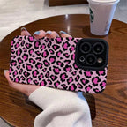 Protective Apple iPhone Back Cover - Pink Leopard iPhone Textured Silicone Cases - Style 2