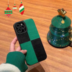 Protective Apple iPhone Back Cover - Green Black Solid Block iPhone Textured Silicone Cases - Style 4