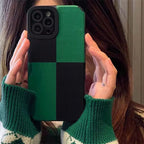 Protective Apple iPhone Back Cover - Green Black Solid Block iPhone Textured Silicone Cases