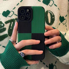 Protective Apple iPhone Back Cover - Green Black Solid Block iPhone Textured Silicone Cases - Style 2