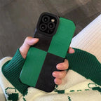 Protective Apple iPhone Back Cover - Green Black Solid Block iPhone Textured Silicone Cases - Style 3