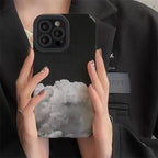Protective Apple iPhone Back Cover - Black Clouds iPhone Textured Silicone Case - Style 2