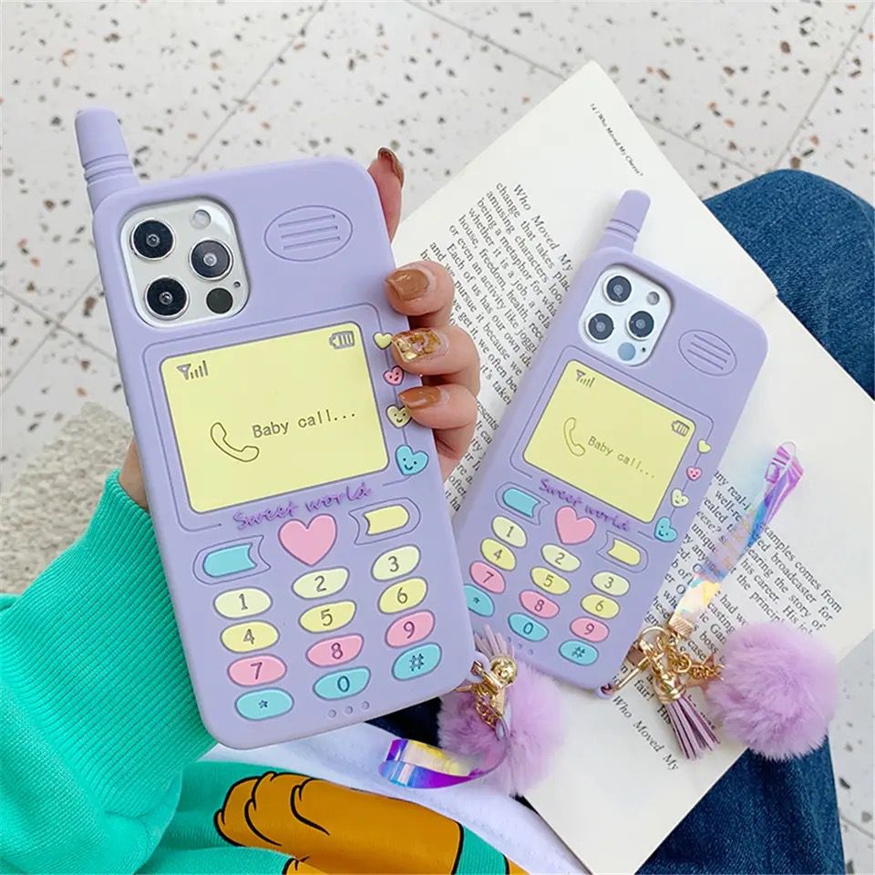 Protective Apple iPhone Back Cover - Purple Phone Fur Ball Silicone Rubber Case For iPhone X/XS