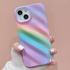 Protective Apple iPhone Back Cover - 3D iPhone Ripple Rainbow Textured Soft Silicone Case - Style 2