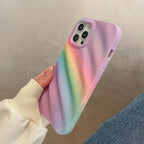 Protective Apple iPhone Back Cover - 3D iPhone Ripple Rainbow Textured Soft Silicone Case - Style 3