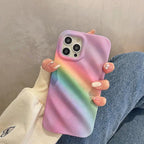 Protective Apple iPhone Back Cover - 3D iPhone Ripple Rainbow Textured Soft Silicone Case