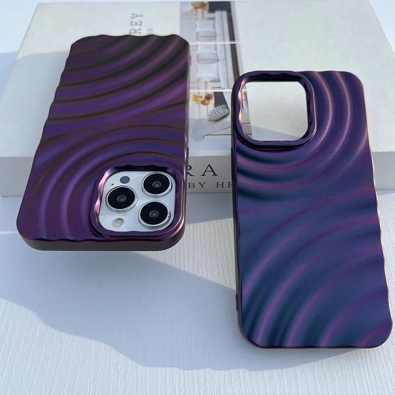 Protective Apple iPhone Back Cover - Dark Purple Textured Glossy iPhone Soft Case - Style 5