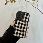Protective Apple iPhone Back Cover - Knitted Cloth Fabric B/W Weave iPhone Silicone Case - Style 4