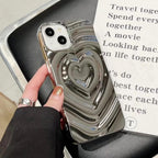 Protective Apple iPhone Back Cover - Heart Silver iPhone 3D Textured Case