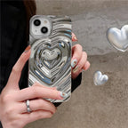 Protective Apple iPhone Back Cover - Heart Silver iPhone 3D Textured Case - Style 4