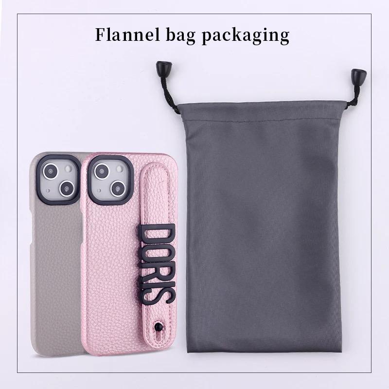 Protective Apple iPhone Back Cover - Luxury Leather iPhone Custom Name Plain Gold Metal Letters Bracelet Case - Style 3