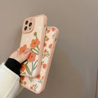 Protective Apple iPhone Back Cover - Small Many Orange Floral Flowers Silicone iPhone Case - Style 3