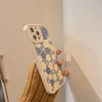 Protective Apple iPhone Back Cover - Cute Blue Small Floral Flowers Silicone iPhone Case - Style 2