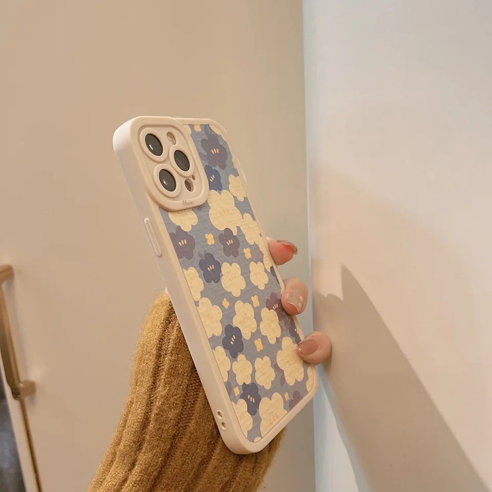 Protective Apple iPhone Back Cover - Cute Blue Small Floral Flowers Silicone iPhone Case - Style 2