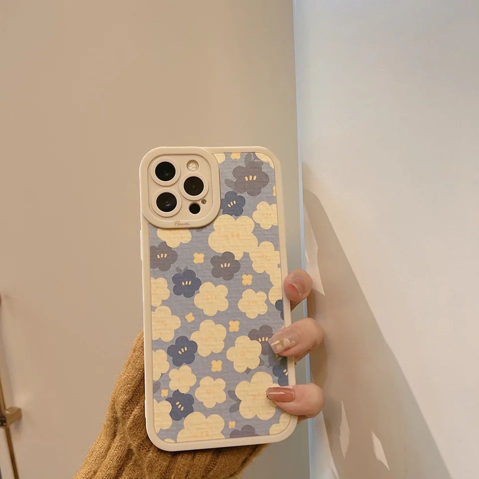 Protective Apple iPhone Back Cover - Cute Blue Small Floral Flowers Silicone iPhone Case - Style 3