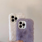 Protective Apple iPhone Back Cover - Plush Winter iPhone Fabric Fur Soft Silicone Case - Style 3
