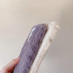 Protective Apple iPhone Back Cover - Plush Winter iPhone Fabric Fur Soft Silicone Case - Style 4