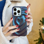 Protective Apple iPhone Back Cover - Heart Dark Purple iPhone 3D Textured Case - Style 6