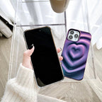 Protective Apple iPhone Back Cover - Heart Dark Purple iPhone 3D Textured Case - Style 4