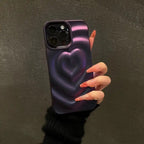 Protective Apple iPhone Back Cover - Heart Dark Purple iPhone 3D Textured Case