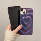 Protective Apple iPhone Back Cover - Heart Dark Purple iPhone 3D Textured Case - Style 5