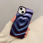 Protective Apple iPhone Back Cover - Heart Dark Purple iPhone 3D Textured Case - Style 2