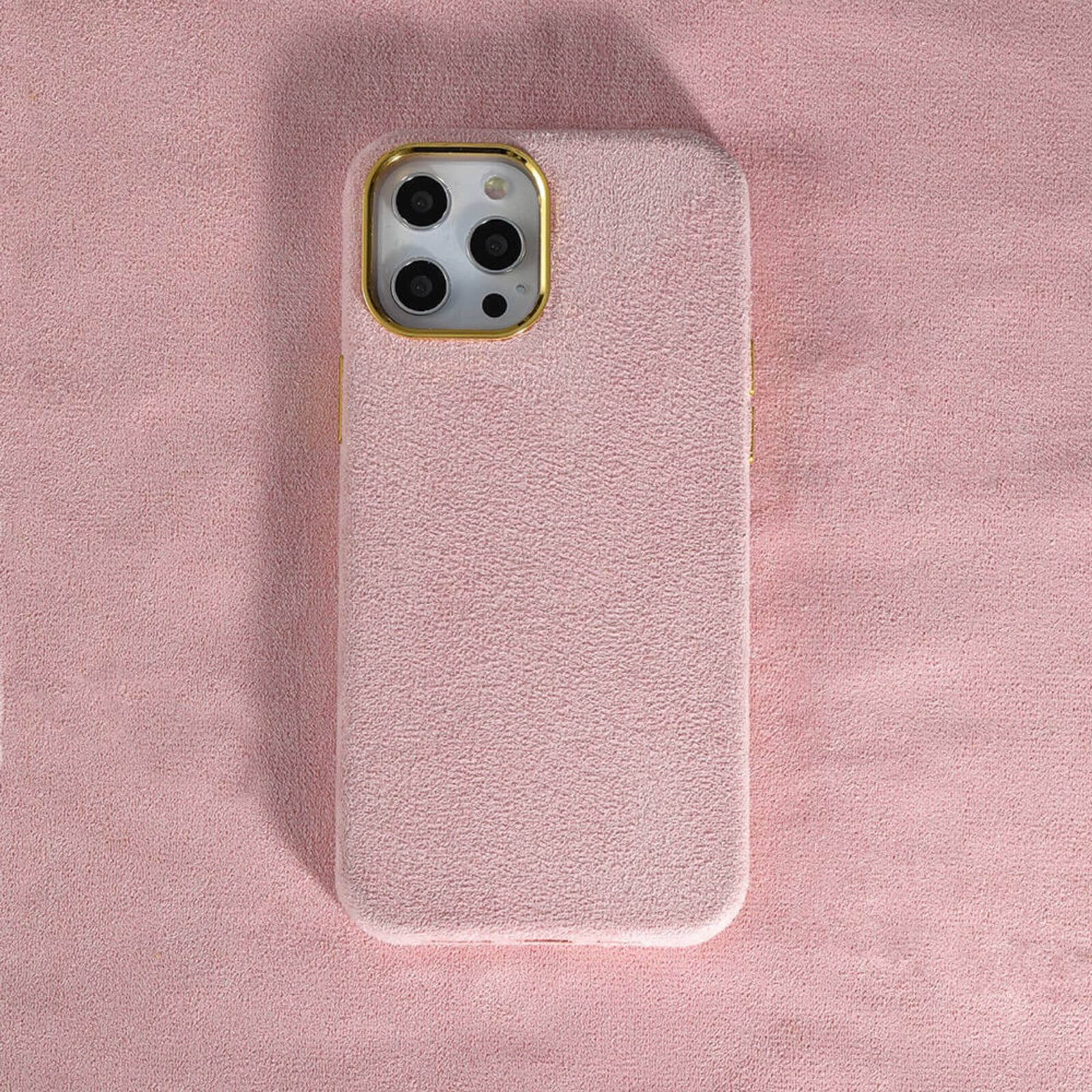 Luxury Winter Fabric Custom Initial Golden Metal iPhone Soft Case