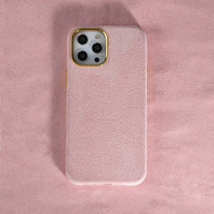Luxury Winter Fabric Custom Initial Golden Metal iPhone Soft Case