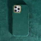 Protective Apple iPhone Back Cover - Luxury Winter Fabric Custom Initial Golden Metal iPhone Soft Case - Style 10