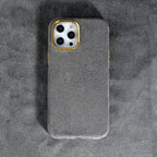 Protective Apple iPhone Back Cover - Luxury Winter Fabric Custom Initial Golden Metal iPhone Soft Case - Style 5