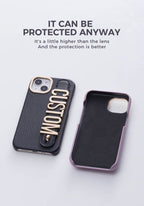 Protective Apple iPhone Back Cover - Luxury Leather iPhone Custom Name Plain Gold Metal Letters Bracelet Case - Style 5