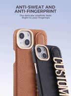 Protective Apple iPhone Back Cover - Luxury Leather iPhone Custom Name Plain Gold Metal Letters Bracelet Case - Style 6