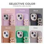 Protective Apple iPhone Back Cover - Luxury Leather iPhone Custom Name Plain Gold Metal Letters Bracelet Case - Style 2