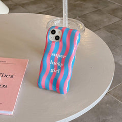 Super Lucky Girl Wavy Textured Soft Silicone iPhone Case