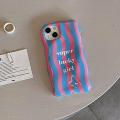 Super Lucky Girl Wavy Textured Soft Silicone iPhone Case