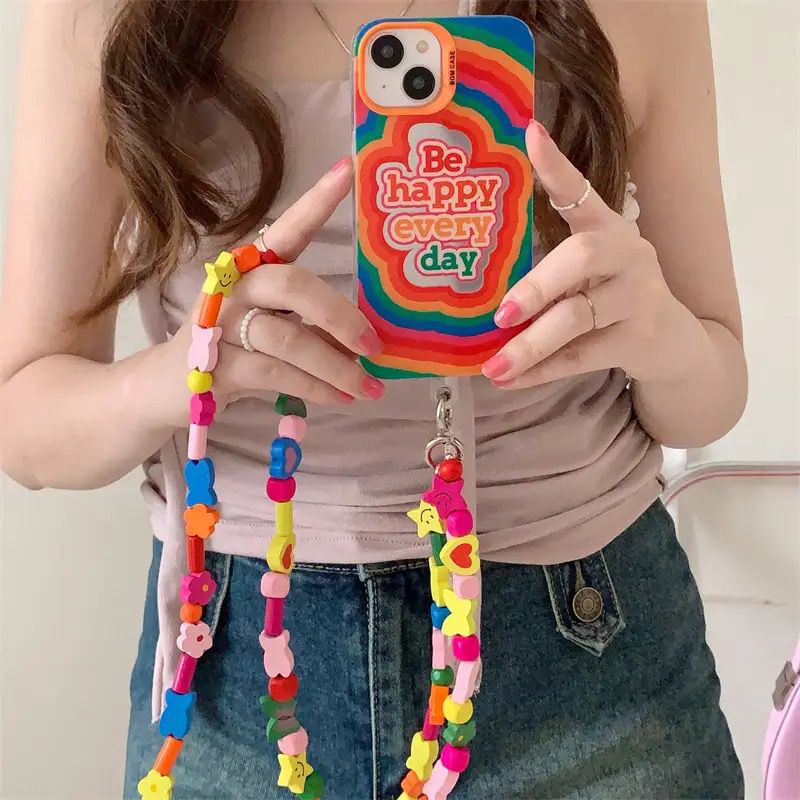 Crossbody Beads Lanyard Soft Silicone Case
