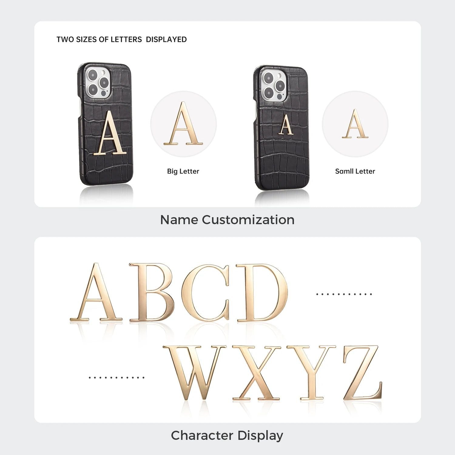 Protective Apple iPhone Back Cover - iPhone Luxury Crocodile Leather Hard Phone Case Cover With Custom Name Initial - Style 3