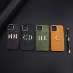 Protective Apple iPhone Back Cover - Luxury Winter Fabric Custom Initial Golden Metal iPhone Soft Case - Style 2