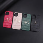 Protective Apple iPhone Back Cover - iPhone New Luxury Crocodile Leather Case With Custom Initial Name - Style 4