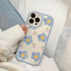 Protective Apple iPhone Back Cover - Blue Yellow Pink Floral Flower iPhone Silicone Rubber Soft Case - Style 2