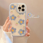 Protective Apple iPhone Back Cover - Blue Yellow Pink Floral Flower iPhone Silicone Rubber Soft Case - Style 3