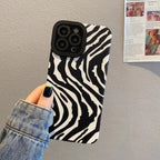 Protective Apple iPhone Back Cover - Wrinkle Zebra Textured iPhone Textured Soft Silicone Case - Style 3