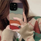 Protective Apple iPhone Back Cover - Colorful Wave iPhone Textured Soft Silicone Case - Style 5